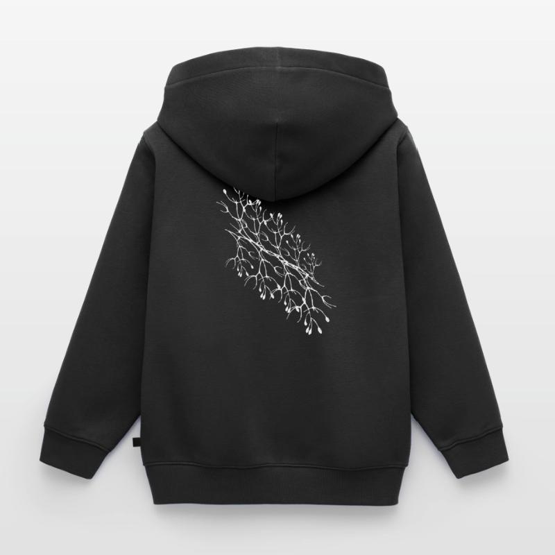 branches, branches, patterns, abstract, white, filigree, Kids Premium Organic Zip-up Hoodie
