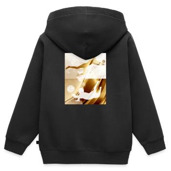 volleyball, volleyballer, Beachball,Graffiti,gold - Kinder Premium Organic Zip Hoodie - Schwarz - Hinten - AI Model Kid Male (0cm)