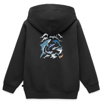 Tigerhai Blauhai Walhai Haiarten - Kinder Premium Organic Zip Hoodie - Schwarz - Hinten - AI Model Kid Male (0cm)