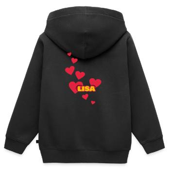 Ich liebe Lisa - Kinder Premium Organic Zip Hoodie - Schwarz - Hinten - AI Model Kid Male (0cm)