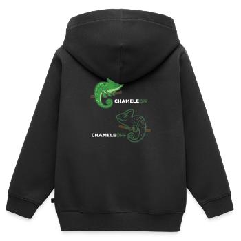 Caméléon Caméléeoff adage amphibiens drôle - Sweat Premium à capuche zippé enfant bio - noir - Dos - AI Model Kid Male (0cm)
