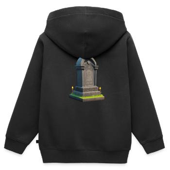 Halloween Grabstein - Kinder Premium Organic Zip Hoodie - Schwarz - Hinten - AI Model Kid Male (0cm)