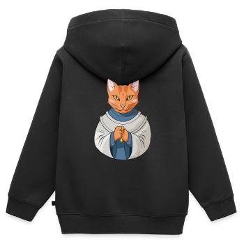 Christian Christianity Cat - Kids Premium Organic Zip-up Hoodie - black - Back - AI Model Kid Male (0cm)