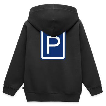 Parking Car Parking garage Parking bay Road sign - Kids Premium Organic Zip-up Hoodie - black - Back - AI Model Kid Male (0cm)