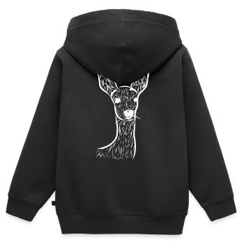 Reh - Kinder Premium Organic Zip Hoodie - Schwarz - Hinten - AI Model Kid Male (0cm)
