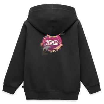 FELIX - Beautiful boy name with cute dinosaurs - Kids Premium Organic Zip-up Hoodie - black - Back - AI Model Kid Male (0cm)