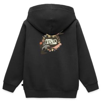 FELIX - Beautiful boy name with cute dinosaurs - Kids Premium Organic Zip-up Hoodie - black - Back - AI Model Kid Male (0cm)