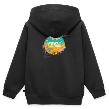 MILAN - Beautiful boy name with cute dinosaurs - Kids Premium Organic Zip-up Hoodie - black - Back - AI Model Kid Male (0cm)