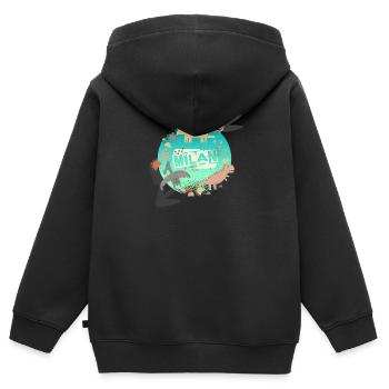 HENRY - Beau nom de garçon avec de mignons dinosaures - Sweat Premium à capuche zippé enfant bio - noir - Dos - AI Model Kid Male (0cm)