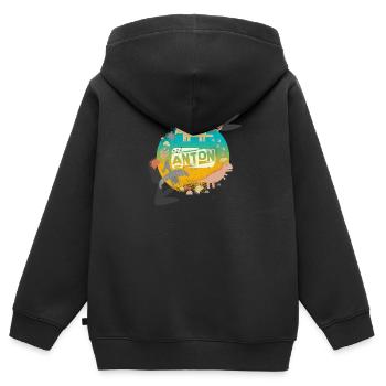ANTON - Schöner Jungen Name mit süßen Dinosaurier - Kinder Premium Organic Zip Hoodie - Schwarz - Hinten - AI Model Kid Male (0cm)
