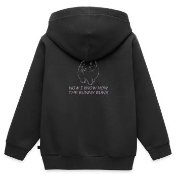 Denglisch Jetzt weiß ich wie der Hase läuft - Kinder Premium Organic Zip Hoodie - Schwarz - Hinten - AI Model Kid Male (0cm)