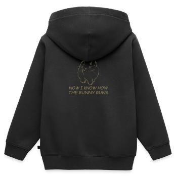 Denglisch Jetzt weiß ich wie der Hase läuft - Kinder Premium Organic Zip Hoodie - Schwarz - Hinten - AI Model Kid Male (0cm)