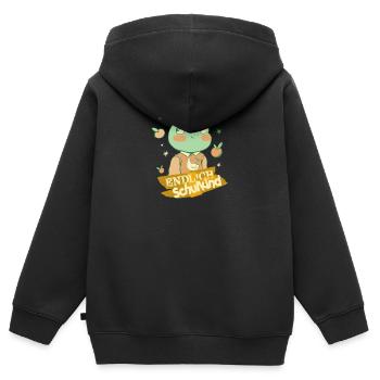 Endlich Schulkind, Einschulung - Kinder Premium Organic Zip Hoodie - Schwarz - Hinten - AI Model Kid Male (0cm)