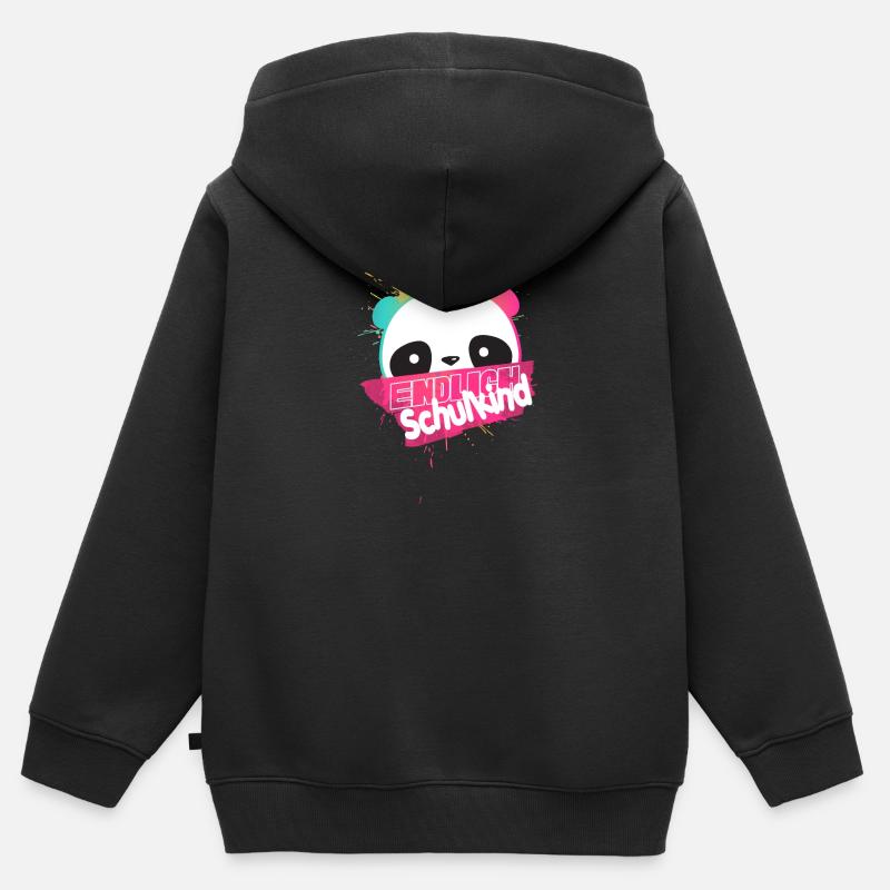 Endlich Schulkind, Einschulung - Kinder Premium Organic Zip Hoodie - Schwarz