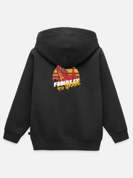 Endlich 4. Klasse, Viertklässler - T-REX - Kinder Premium Organic Zip Hoodie - Schwarz
