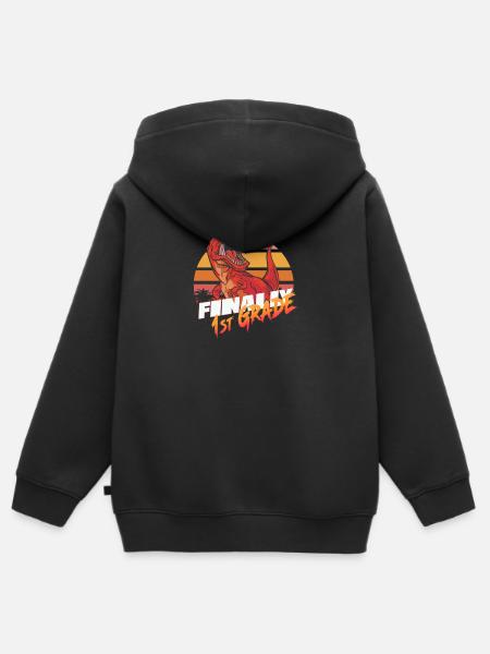 Finally 1st Grade, First Grader - Kids Premium Organic Zip-up Hoodie - black