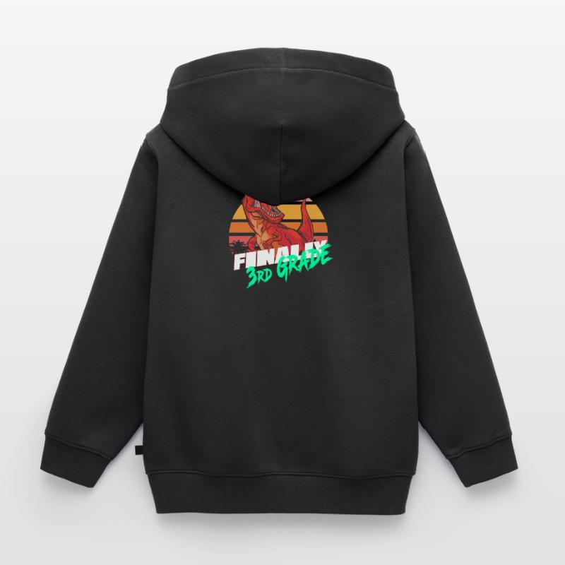 Finally 3rd Grade, Second Grader - T-REX Kinder Premium Organic Zip Hoodie