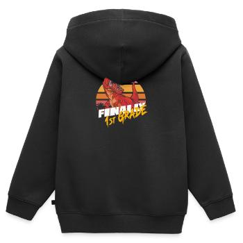 Enfin 1ère année, première année - Sweat Premium à capuche zippé enfant bio - noir - Dos - AI Model Kid Male (0cm)