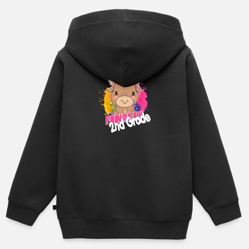 2nd Grade Squad, Second Grader - Kids Premium Organic Zip-up Hoodie - black