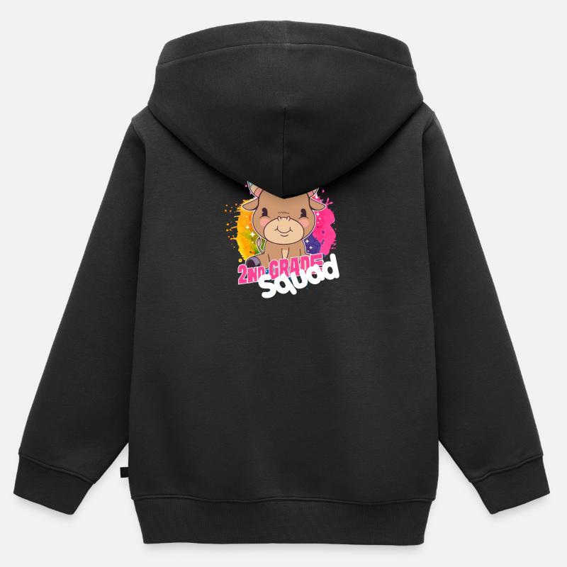 2nd Grade Squad, Second Grader - Kinder Premium Organic Zip Hoodie - Schwarz
