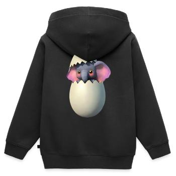 Éclosion de bébé éléphant - Sweat Premium à capuche zippé enfant bio - noir - Dos - AI Model Kid Male (0cm)
