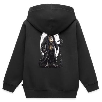 Echsen Magier Grim Reaper Halloween Design - Kinder Premium Organic Zip Hoodie - Schwarz - Hinten - AI Model Kid Male (0cm)