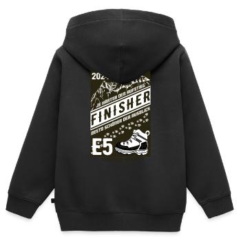 Alpenüberquerung E5 Finisher 2024 - Kinder Premium Organic Zip Hoodie - Schwarz - Hinten - AI Model Kid Male (0cm)