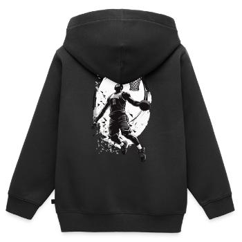 Basketball Dunking Aesthetic Streetwear Design - Kinder Premium Organic Zip Hoodie - Schwarz - Hinten - AI Model Kid Male (0cm)