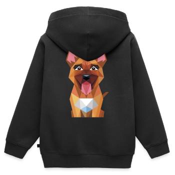 Geometric Happy Dog Art - Kids Premium Organic Zip-up Hoodie - black - Back - AI Model Kid Male (0cm)