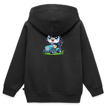 Pinguin Traktor Gartenbau Landschaftsgärtner - Kinder Premium Organic Zip Hoodie - Schwarz - Hinten - AI Model Kid Male (0cm)