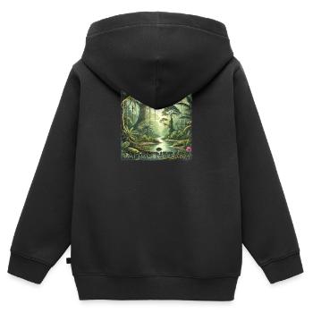 Taman Negara Forêt tropicale Malaisie Rivière tropicale - Sweat Premium à capuche zippé enfant bio - noir - Dos - AI Model Kid Male (0cm)