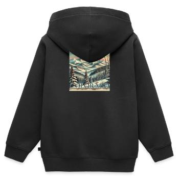 Aspen Ski Resort Ski Snowboard Hiver Vintage - Sweat Premium à capuche zippé enfant bio - noir - Dos - AI Model Kid Male (0cm)