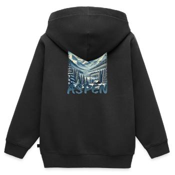 Aspen Colorado Ski Planche à neige - Sweat Premium à capuche zippé enfant bio - noir - Dos - AI Model Kid Male (0cm)