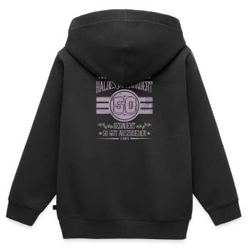 50. Geburtstag halbes Jahrhundert gut aussehen - Kinder Premium Organic Zip Hoodie - Schwarz - Hinten - AI Model Kid Male (0cm)