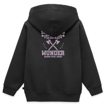 Zimmermann – Unmögliches wird sofort erledigt - Kinder Premium Organic Zip Hoodie - Schwarz - Hinten - AI Model Kid Male (0cm)