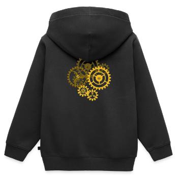Zahnraeder Steampunk - Kinder Premium Organic Zip Hoodie - Schwarz - Hinten - AI Model Kid Male (0cm)