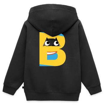 Le jaune B - Sweat Premium à capuche zippé enfant bio - noir - Dos - AI Model Kid Male (0cm)