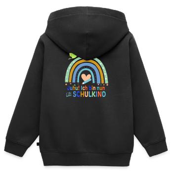 Schulstart - Kinder Premium Organic Zip Hoodie - Schwarz - Hinten - AI Model Kid Male (0cm)