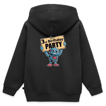Ich bin drei Jahre dritter Geburtstag mit Roboter - Kinder Premium Organic Zip Hoodie - Schwarz - Hinten - AI Model Kid Male (0cm)