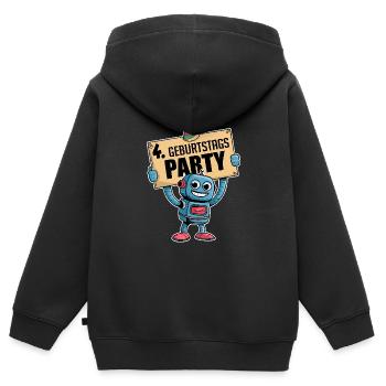 Ich bin 4 Jahre vierter Geburtstag mit Roboter - Kinder Premium Organic Zip Hoodie - Schwarz - Hinten - AI Model Kid Male (0cm)