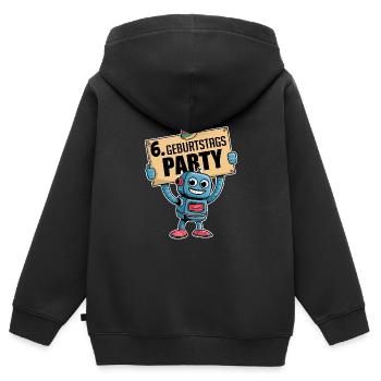 Ich bin sechs Jahre sechster Geburtstag Roboter - Kinder Premium Organic Zip Hoodie - Schwarz - Hinten - AI Model Kid Male (0cm)