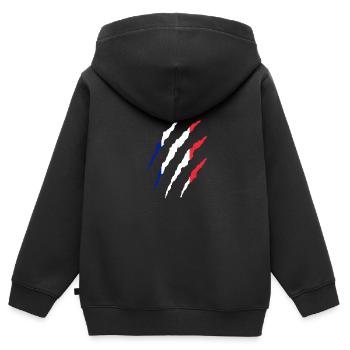 France drapeau | Design de drapeau français - Sweat Premium à capuche zippé enfant bio - noir - Dos - AI Model Kid Male (0cm)