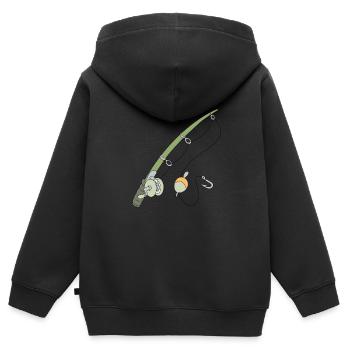 Angel Angler angeln Rute Angelrute - Kinder Premium Organic Zip Hoodie - Schwarz - Hinten - AI Model Kid Male (0cm)