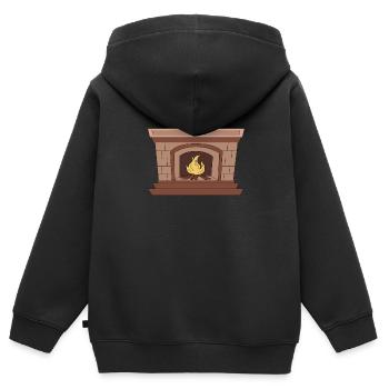 Fireplace Fire Crackling Heat Stove Heating - Kids Premium Organic Zip-up Hoodie - black - Back - AI Model Kid Male (0cm)