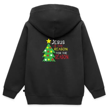 Jésus Noël Christ Église Croyant Foi - Sweat Premium à capuche zippé enfant bio - noir - Dos - AI Model Kid Male (0cm)