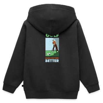 Golf Golfer Golfschläger Golfball Golfplatz - Kinder Premium Organic Zip Hoodie - Schwarz - Hinten - AI Model Kid Male (0cm)