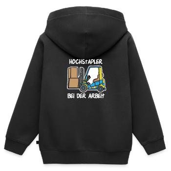 Staplerfahrer Logistik Lager Logistiker Stapler - Kinder Premium Organic Zip Hoodie - Schwarz - Hinten - AI Model Kid Male (0cm)