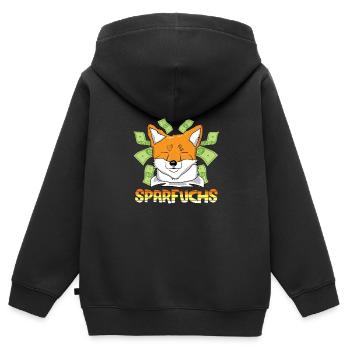 Sparfuchs Geld sparen Geizhals Geizig Geizkragen - Kinder Premium Organic Zip Hoodie - Schwarz - Hinten - AI Model Kid Male (0cm)