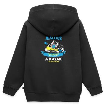 Kajak Boot Kanu Paddelboot Doppelpaddel - Kinder Premium Organic Zip Hoodie - Schwarz - Hinten - AI Model Kid Male (0cm)