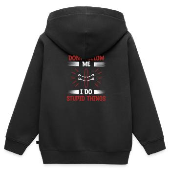 Kajak Boot Kanu Paddelboot Doppelpaddel - Kinder Premium Organic Zip Hoodie - Schwarz - Hinten - AI Model Kid Male (0cm)